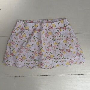 Girls Floral Scallop-Hem Skort in Light Pink